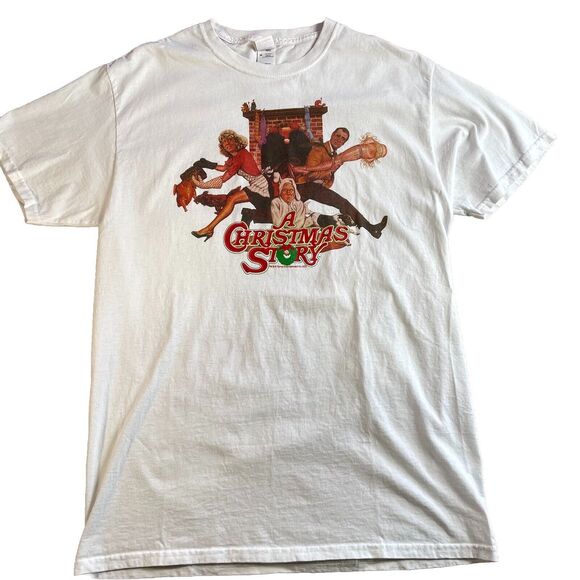 A Christmas Story Shirt Men's Medium Throwback White Tee Graphic Print Holiday - Picture 1 of 15